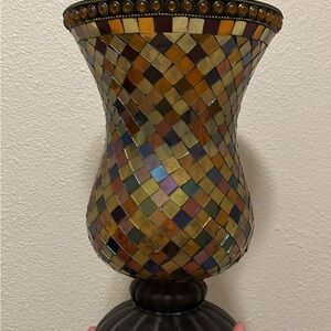 Partylite Global Fusion 12 inch tall Hurricane Mosaic Glass Candle Holder